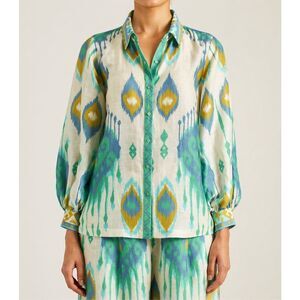 NWOT Ranna Gill Lydia linen button down ikat shirt, XS $238 C2